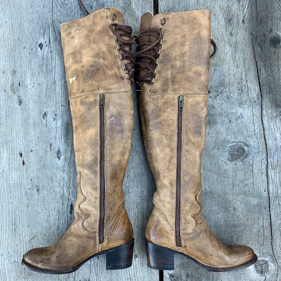 Freebird by Steven Shoes - Freebird leather western lace up heeled tall boots